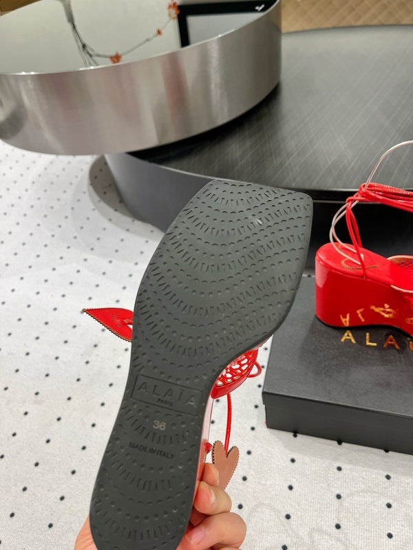 Sandalo alto Alaila 115 mm in tessuto a rete rosso 954858