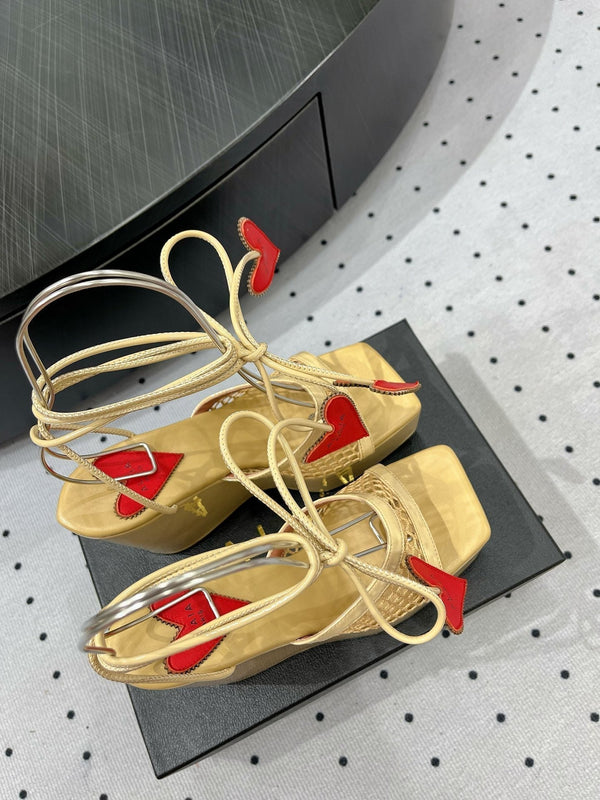 Alaila High Sandal 115mm In Light Yellow Mesh Fabric 954860