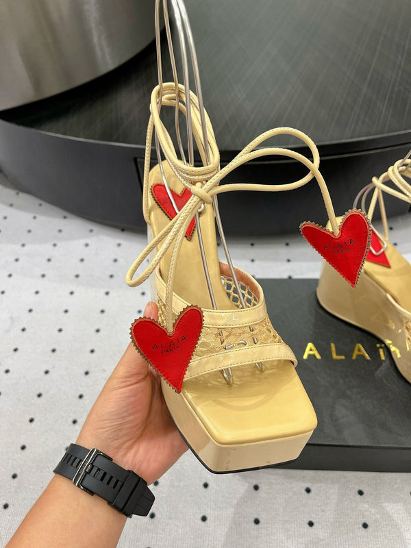 Alaila High Sandal 115mm In Light Yellow Mesh Fabric 954860