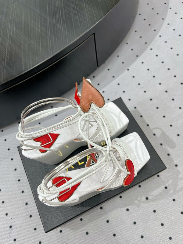 Sandalo alto Alaila 115 mm in tessuto a rete bianco 954862