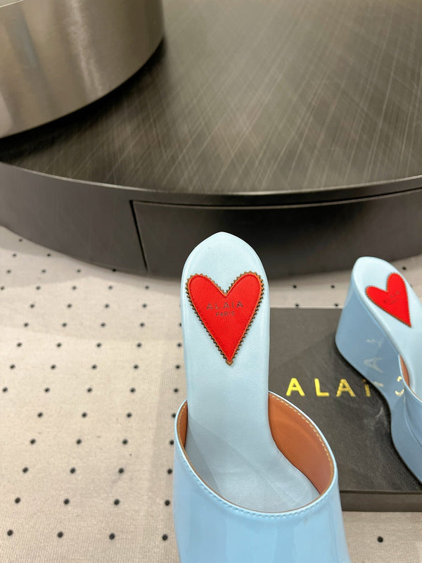 Alaila High Sandal 115mm In Could Blue Glossy Lambskin 954868