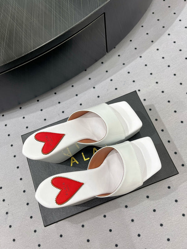 Alaila High Sandal 115mm In White Glossy Lambskin 954874