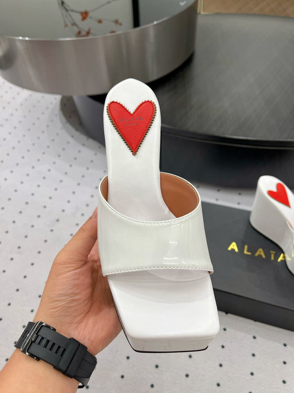 Alaila High Sandal 115mm In White Glossy Lambskin 954874