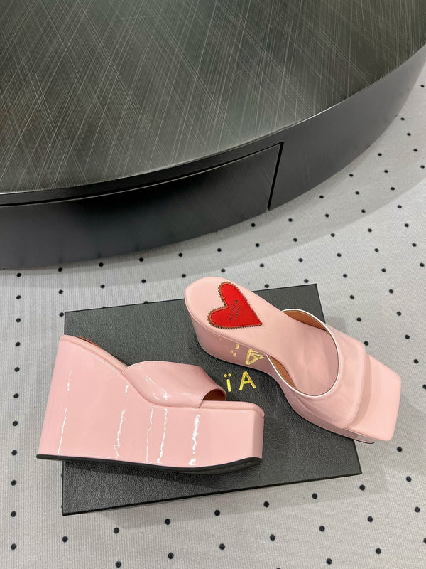 Alaila High Sandal 115mm In Pink Glossy Lambskin 954876