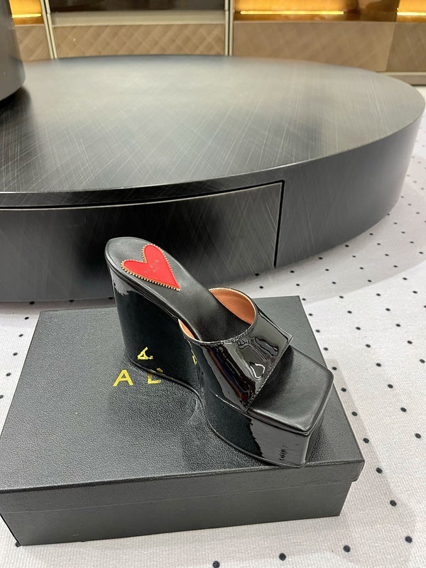 Alaila High Sandal 115mm In Black Glossy Lambskin 954878