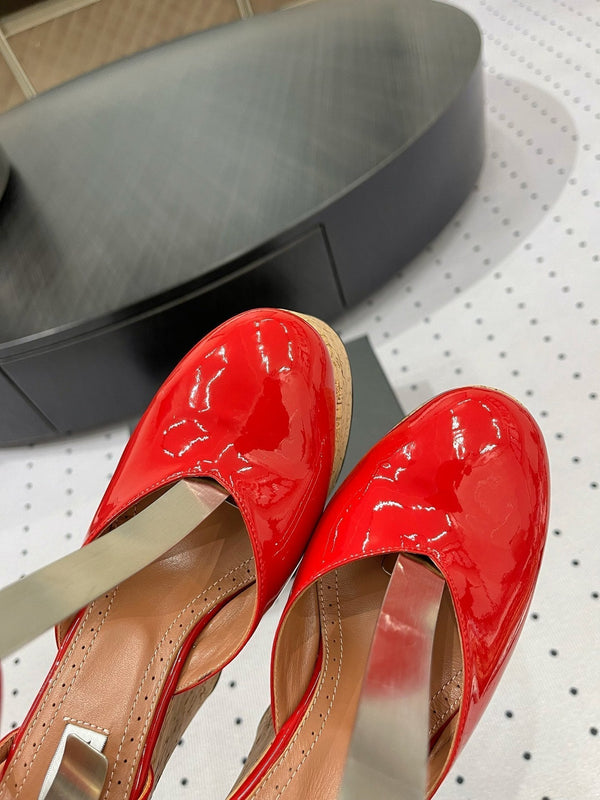 Alaila Wedge Sandals 115mm In Red Glossy Lambskin 954891