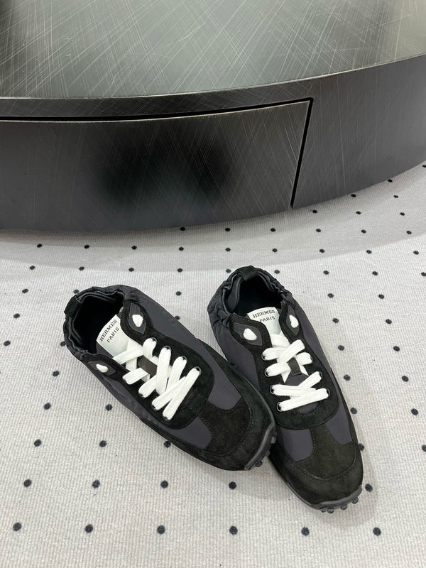 HM Sneaker 10mm In Black Grey Suede And Windbreaker Fabric  954752