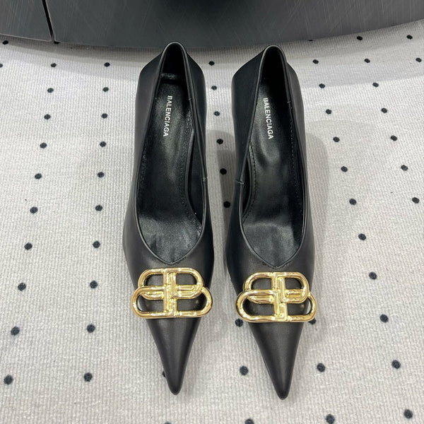 HEELED PUMPS 65 MM IN BLACK SMOOTH LAMBSKIN GOLD HARDWARE