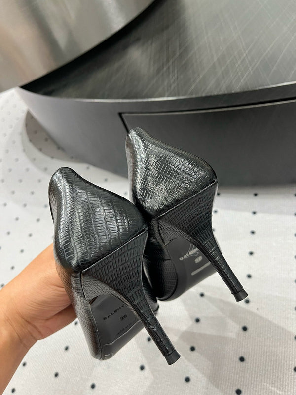 CLASSIC PUMPS 65MM IN BLACK LIZARD PATTERN CALFSKIN