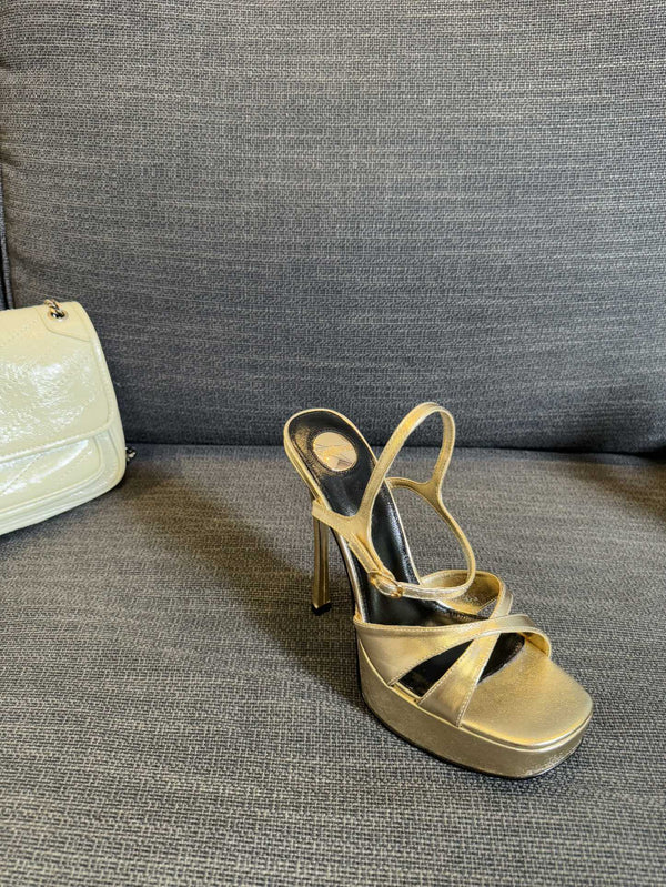 DEBBIE PLATFORM SANDALS IN GOLD METALLIC SMOOTH LAMBSKIN