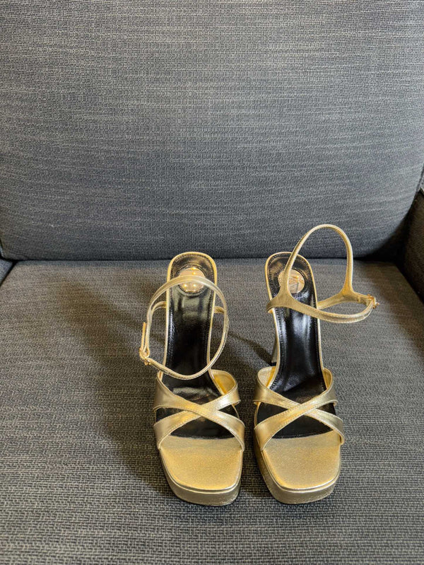 DEBBIE PLATFORM SANDALS IN GOLD METALLIC SMOOTH LAMBSKIN