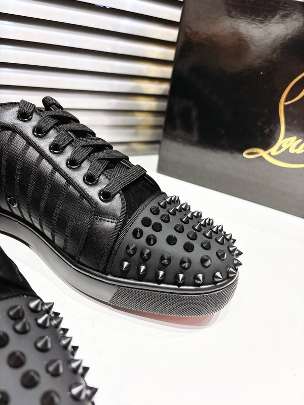 CL 25 Stud Print Sneaker Black Fabric Leather 323161