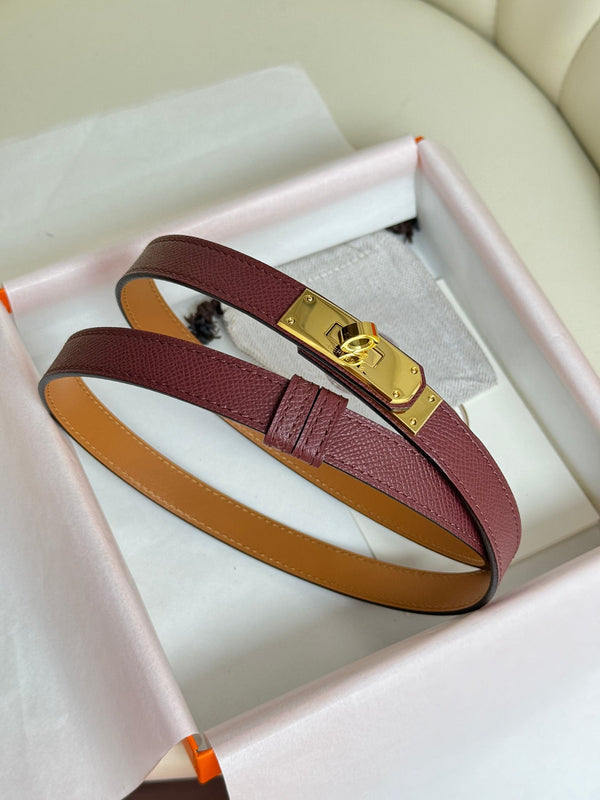 HM Kelly Belt 18mm Burgundy Epsom Leather