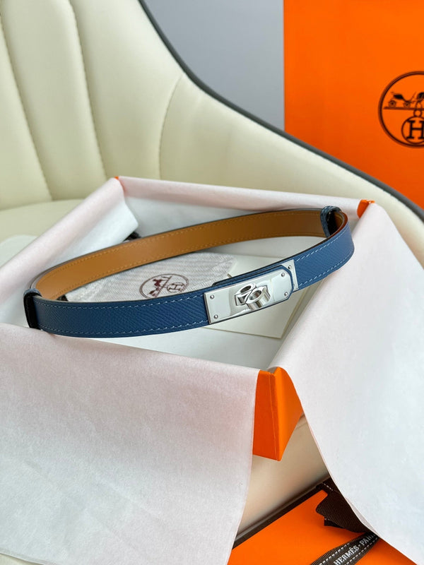 Cintura HM Kelly in pelle Epsom blu da 18 mm