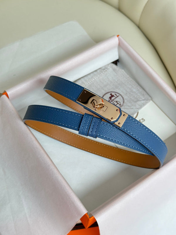 Cintura HM Kelly in pelle Epsom blu da 18 mm