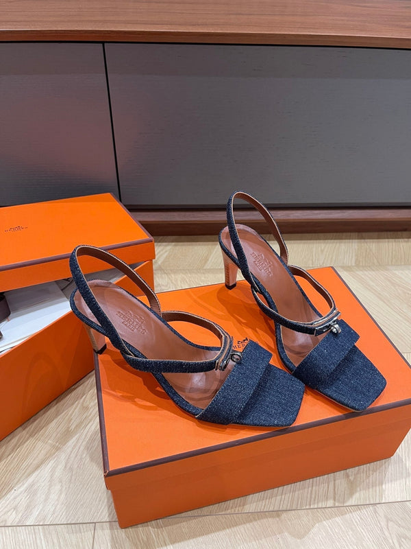 SANDALO GLAMOR 75 DENIM IN PELLE DI VITELLO