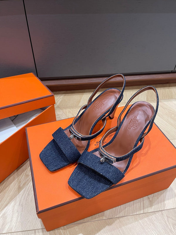 SANDALO GLAMOR 75 DENIM IN PELLE DI VITELLO