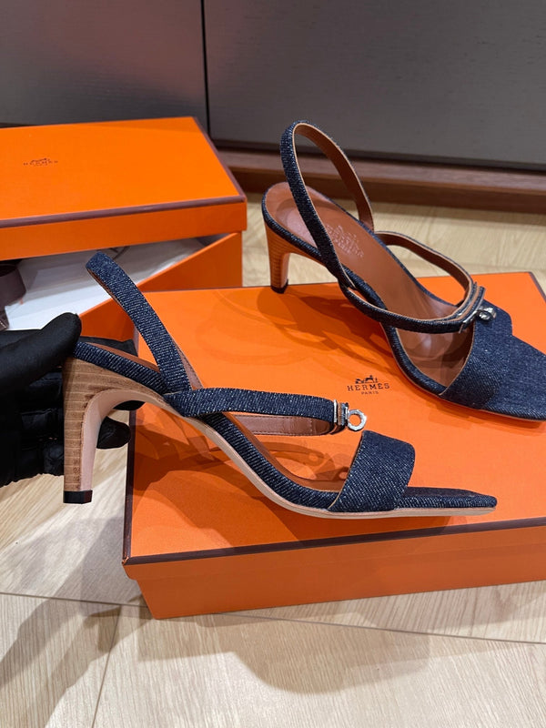 SANDALO GLAMOR 75 DENIM IN PELLE DI VITELLO