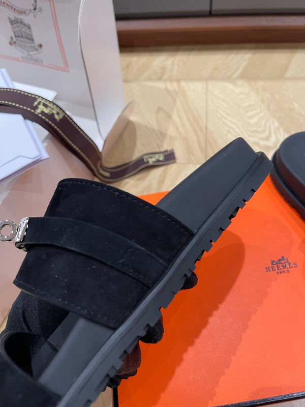 HM 25 Jackson Sandal Black Suede Calfskin