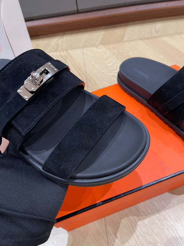 HM 25 Jackson Sandal Black Suede Calfskin