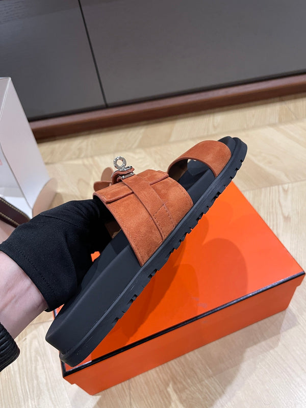 HM 25 Jackson Sandal Brown Suede Calfskin