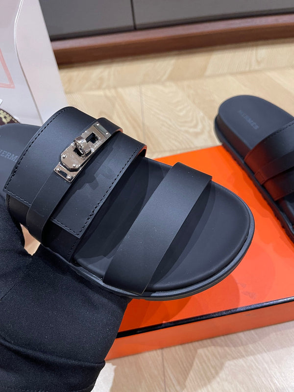 HM 25 Jackson Sandal Black Calfskin