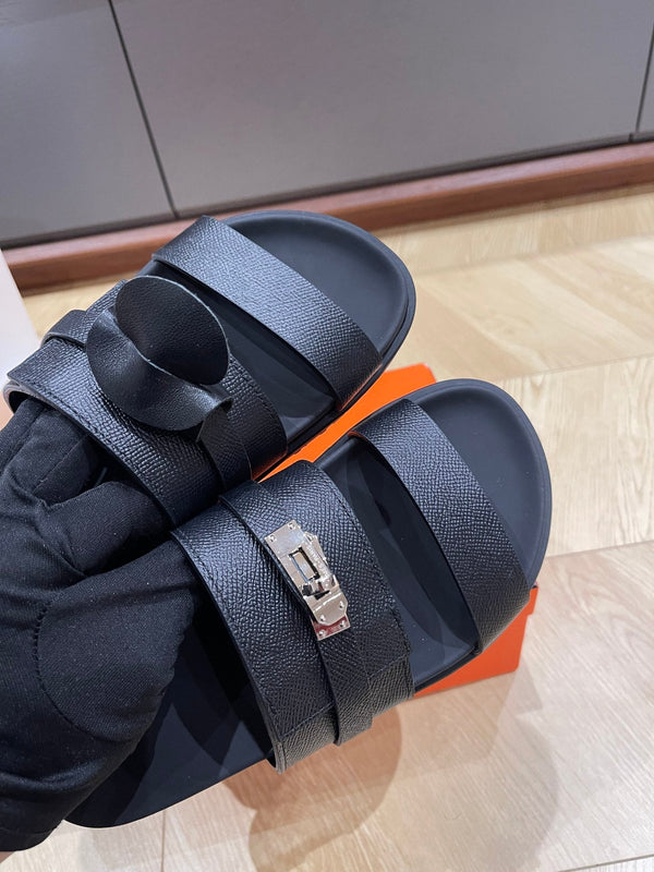 Sandalo HM 25 Jackson in pelle di vitello grana nera