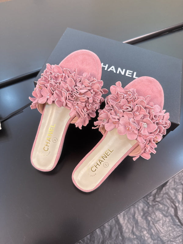 CC 25C Mules Pink Suede Strass