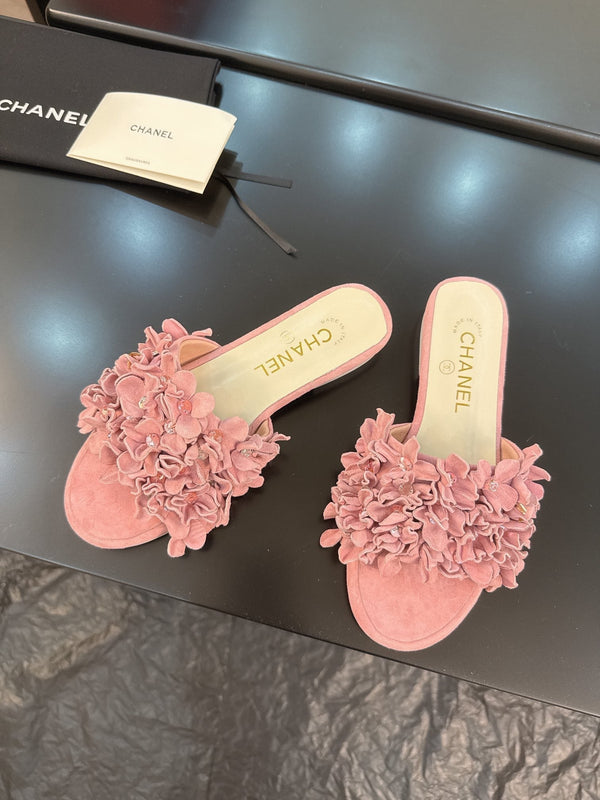 CC 25C Mules Pink Suede Strass