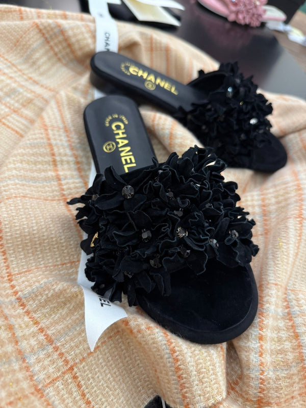 CC 25C Mules Black Suede Strass