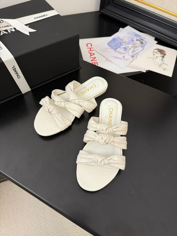 CC 25C Three Strap Mule White Lambskin 233558