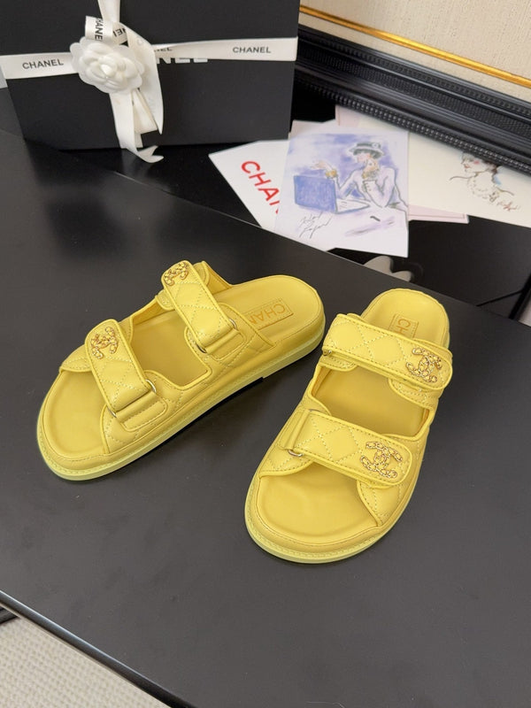 CC 25 Dad Sandal Mule Yellow Calfskin