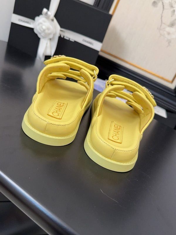 CC 25 Dad Sandal Mule Yellow Calfskin