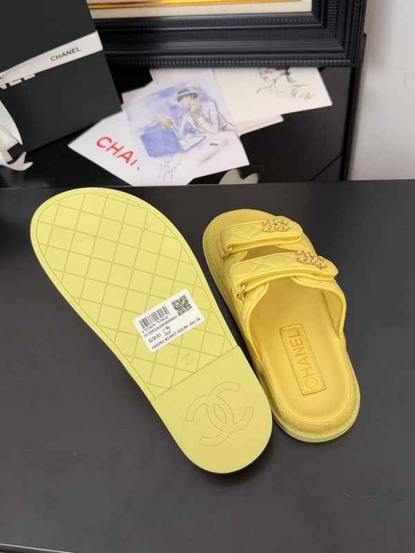 CC 25 Dad Sandal Mule Yellow Calfskin