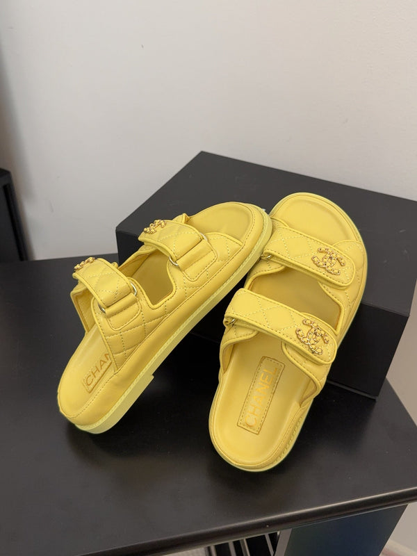 CC 25 Dad Sandal Mule Yellow Calfskin