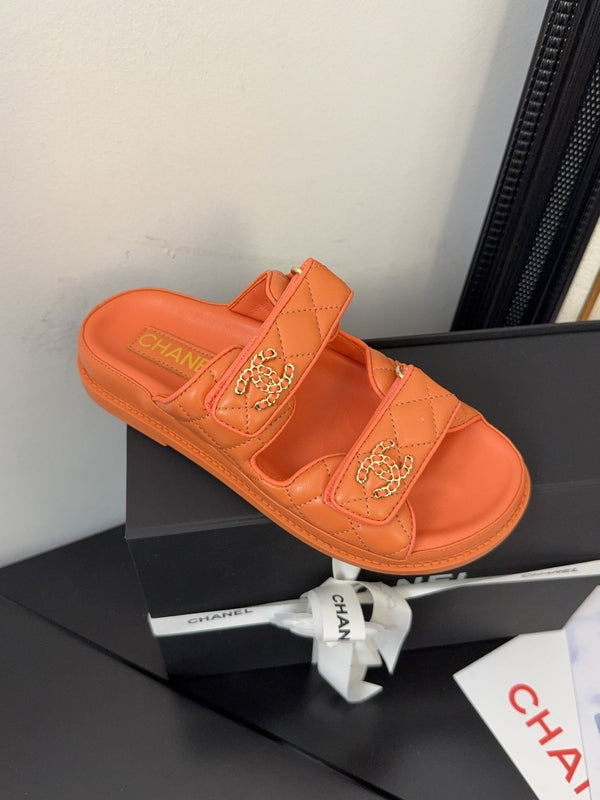 CC 25 Dad Sandal Mule Orange Calfskin