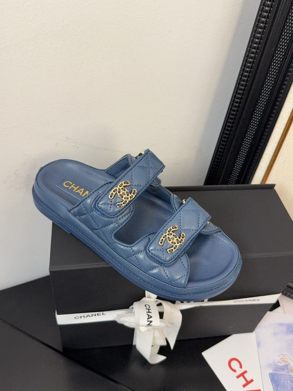 CC 25 Dad Sandal Mule Navy Blue Calfskin