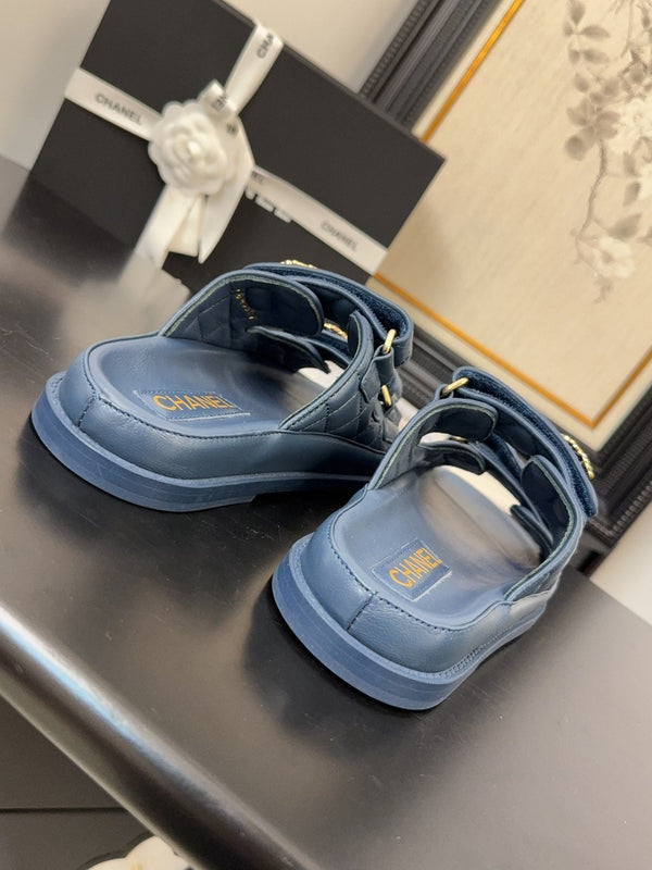 CC 25 Dad Sandal Mule Navy Blue Calfskin