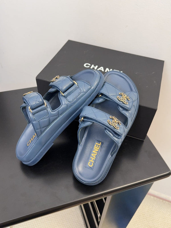 CC 25 Dad Sandal Mule Navy Blue Calfskin