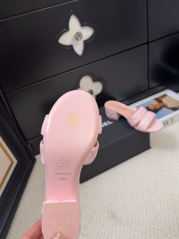 CC 25C Mule Sandal 45mm Open Heel Pink Lambskin 233494