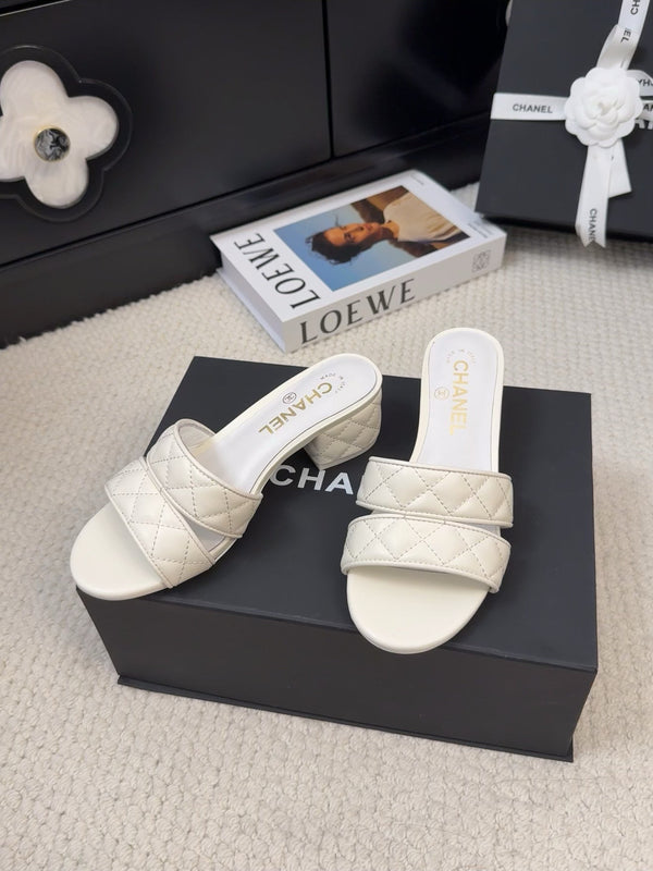 CC 25C Mule Sandal 45mm Open Heel White Lambskin 233495