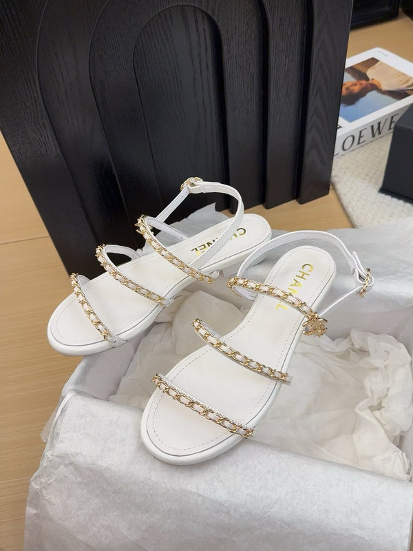 CC 25S Sandal Three Leather Strap White Calfskin
