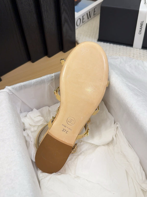 CC 25S Sandal Three Leather Strap Beige Calfskin