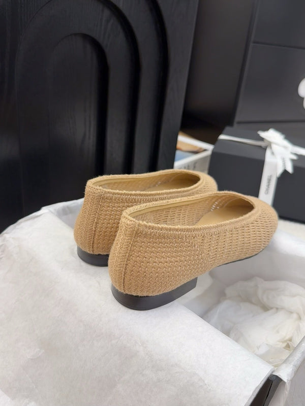 CC 25 Ballet Flat Beige Raffia