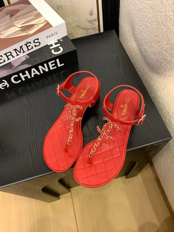 Sandalo infradito CC 25 in pelle doppia C