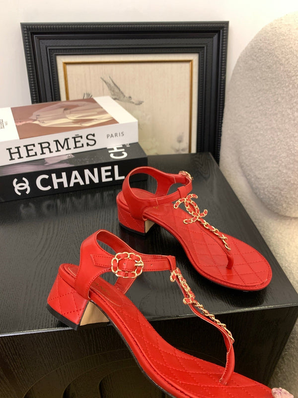 Sandalo infradito CC 25 in pelle doppia C