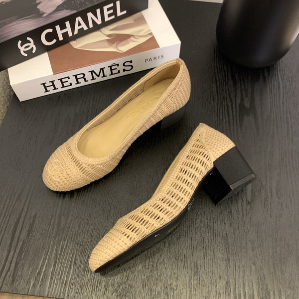 cc 25 ballet flat 50mm beige raffia 288818