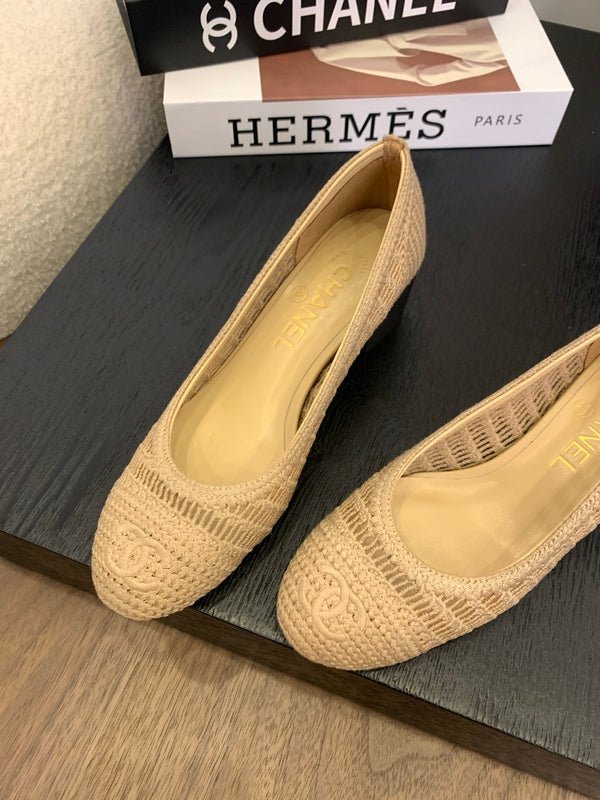 cc 25 ballet flat 50mm beige raffia 288818