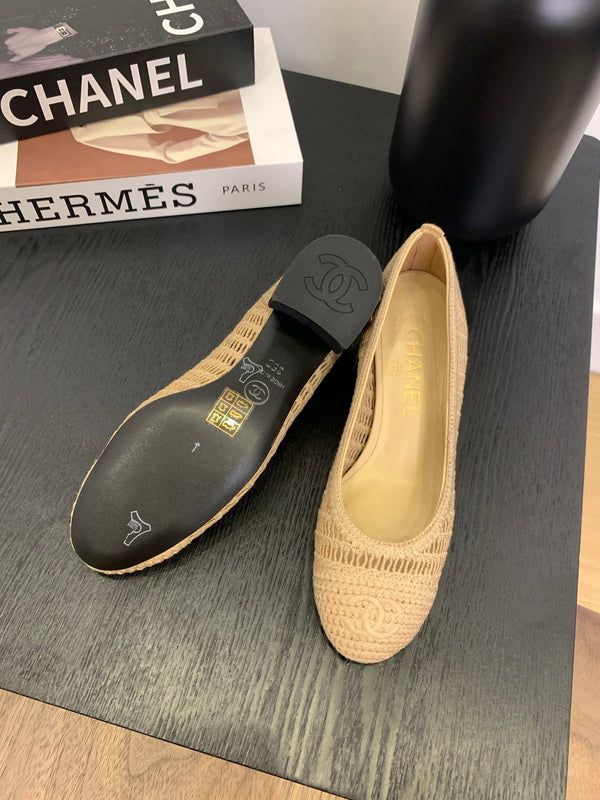 cc 25 ballet flat 50mm beige raffia 288818