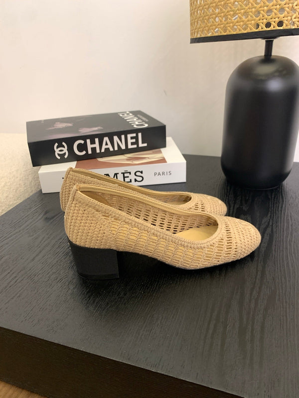 cc 25 ballet flat 50mm beige raffia 288818